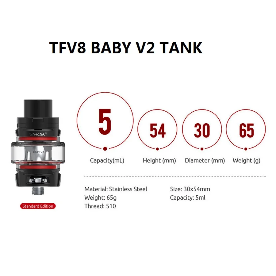 Оригинальный стеклянный резервуар SMOK TFV8 Baby V2 #7 для бака 5 мл V8 сменные инструменты