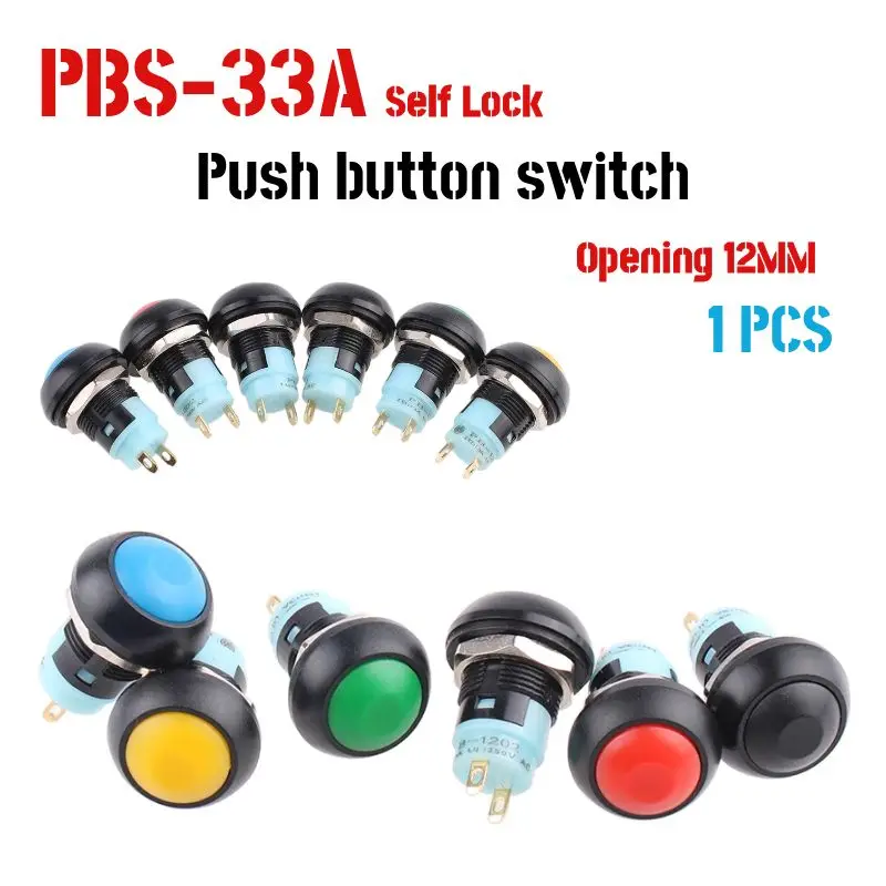 

1PC PBS-33A 12mm 2Pin Mini Round Self Lock Push Button Switch Waterproof Switch