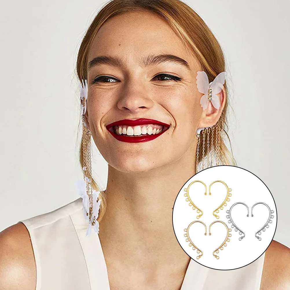 15pcs No Ear Cuff Earring Making 6-Holes Hooks Earbob Making Accessories