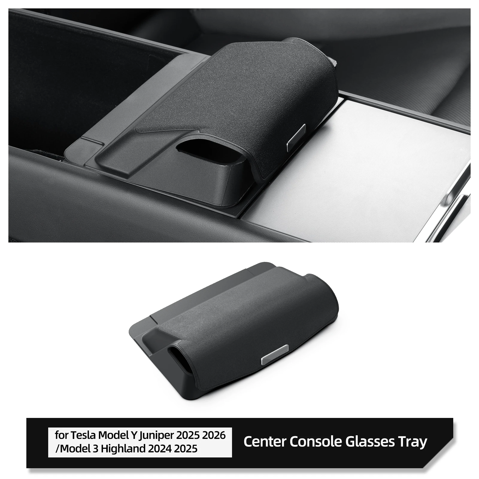 

LUCKEASY для Tesla Model Y Launch Juniper/Model 3 2025 Автомобильный лоток для очков Центральная консоль Подлокотник Ящик для хранения Органайзер