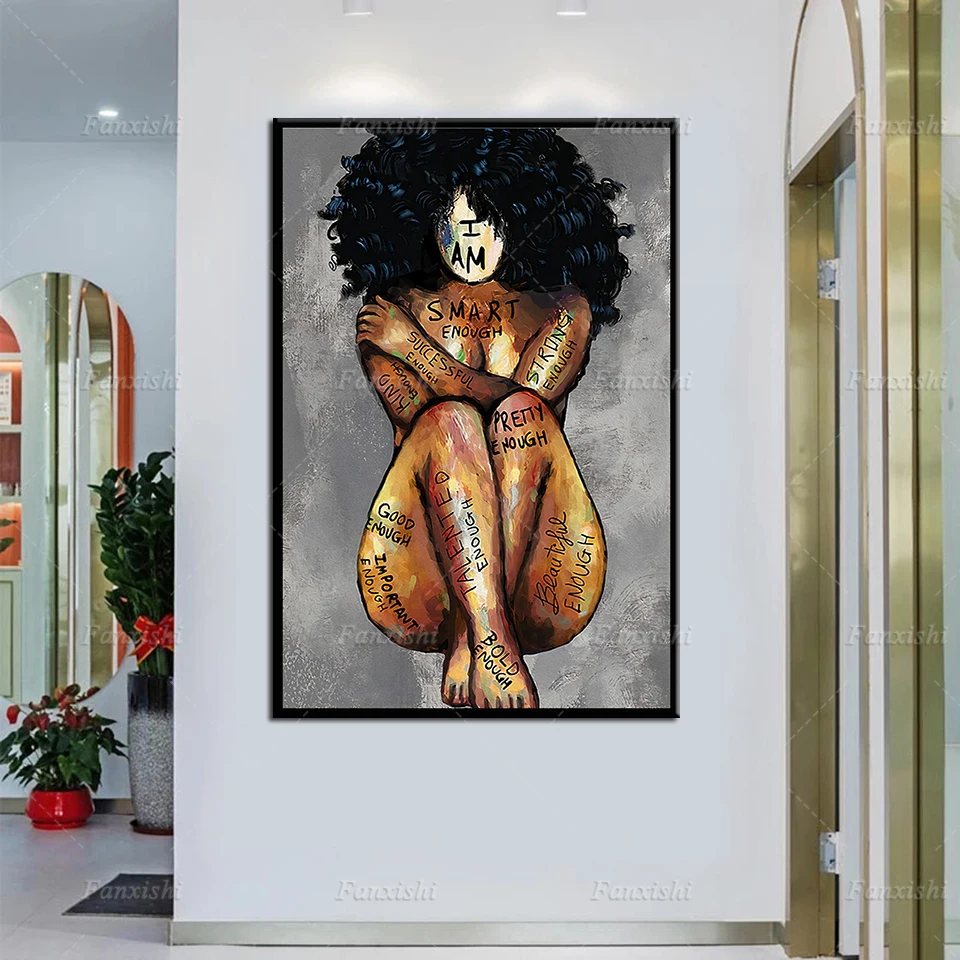 

Black Woman Portrait Vintage Poster Painting Hd Wall Art Canvas Prints Pictures for Living Room Feminist Women Gift Home Decor