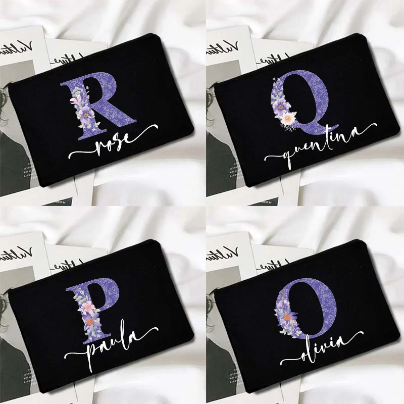 

Custom Luxury Designer Makeup Bag Fashion Black Cosmetic Bag Zipper Pouch Travel Wash Toiletry Organizer Student Pencil Bag