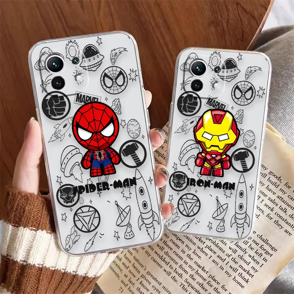 

Transparent Clear Phone Case For Xiaomi 13 12 12X 11 11T 10 10S 9SE 9 8 6X 6 Case Funda Coque Shell Marvel Avengers Heroes Space