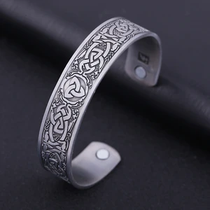 Vintage Irish Lucky Knot Pattern Magnetic Bracelet Magic Magnetic Therapy Viking Men and Women Bracelet Jewelry