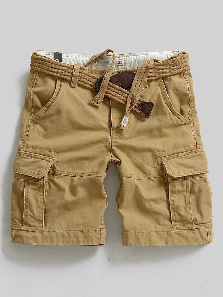 

Men's Summer Loose Straight Large Belt Shorts Outdoor Pure Cotton Shorts Multi Pocket Shorts Men Casual Workwear Capri Pants