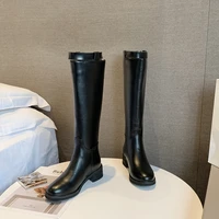 sexy pointed toe knight knee high boots square heels autumn zipper thin womens patent leather booties winter womens shoes