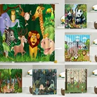 Занавеска для ванной с мультяшными животными, занавеска для душа, занавеска для душа с крючками для милых детей, водонепроницаемая домашняя занавеска из полиэстера, 180*200, занавеска для купания