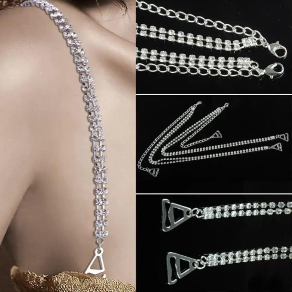 

Ladies' Fashion Silver Color Bra Accessories Adjustable Belt Bra Straps Double Row Bra Straps Shoulder Straps
