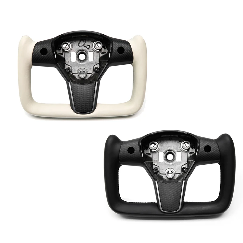 

Yoke Style Steering Wheel With Carbon Fiber Panel For -Tesla Model 3 / Model Y 2017 18 19 20 21 2022 No Heated