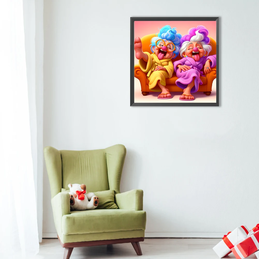 5D DIY Полный круглый дрель Алмазная картина Бабушка Комплект Домашний декор