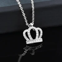 kioozol classic hollow cz crown pendants and necklaces rose gold silver color choker necklace for women wedding jewelry 125 ko1