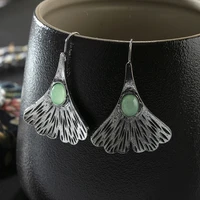 boho plated ginkgo leaf earrings fashion creative metal cutout flower earrings