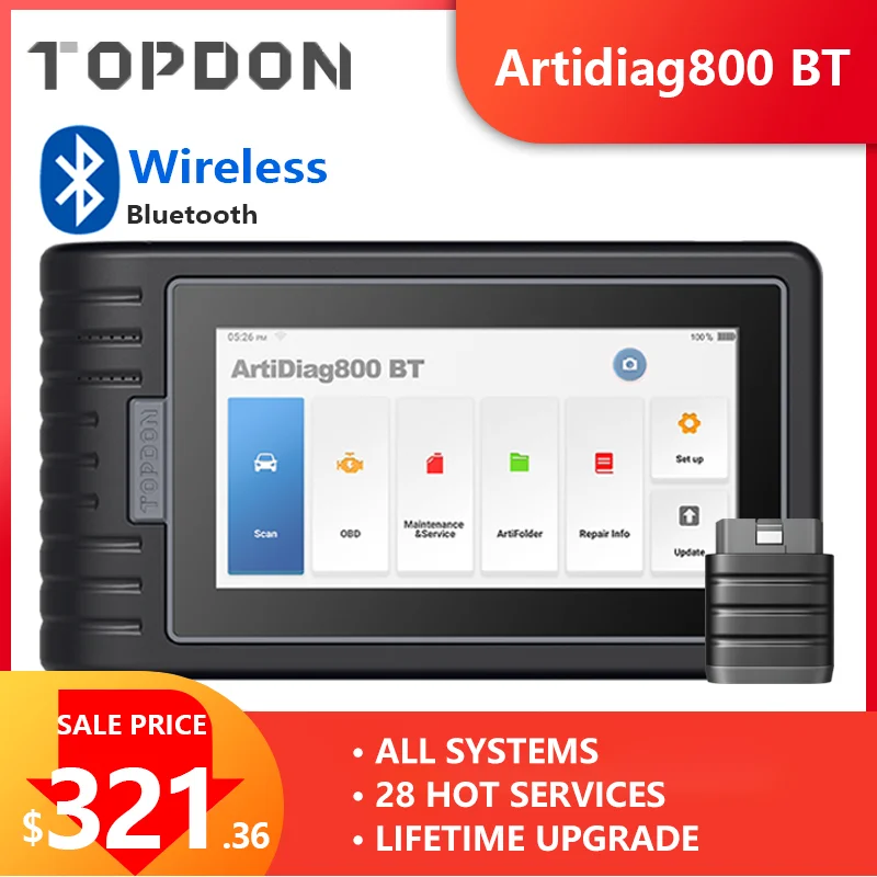 

TOPDON ArtiDiag800 BT Car Diagnostic Tool Automotive OBD2 Scanner Diagnost Tools All System Auto Scan Tools Oil IMMO Code Reader