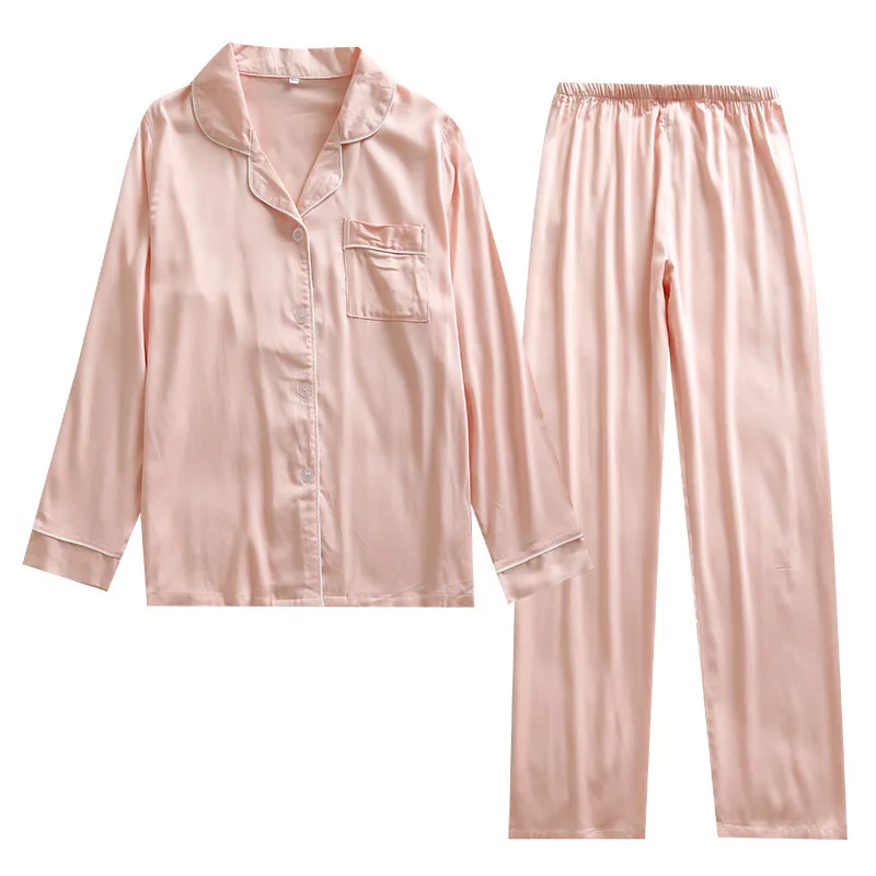 

Пижама женская из хлопка и вискозы, длинные брюки с длинным рукавом, однотонная Домашняя одежда, комплект из двух предметов, одежда для сна, ...