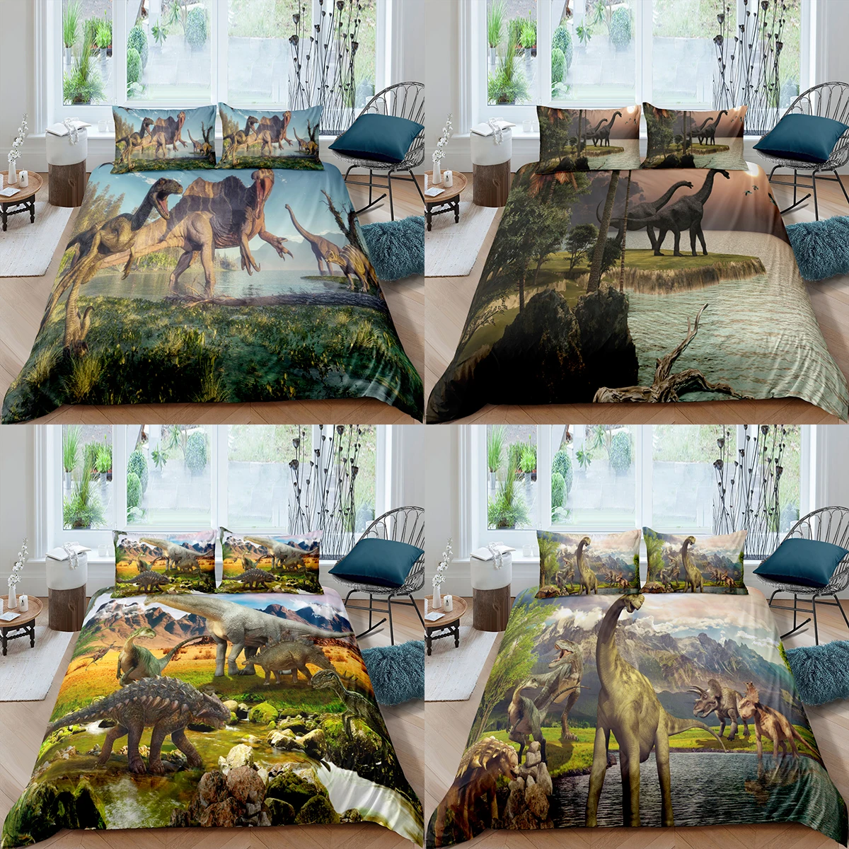 Домашний текстиль роскошный комплект с пододеяльником 3D динозавром наволочка