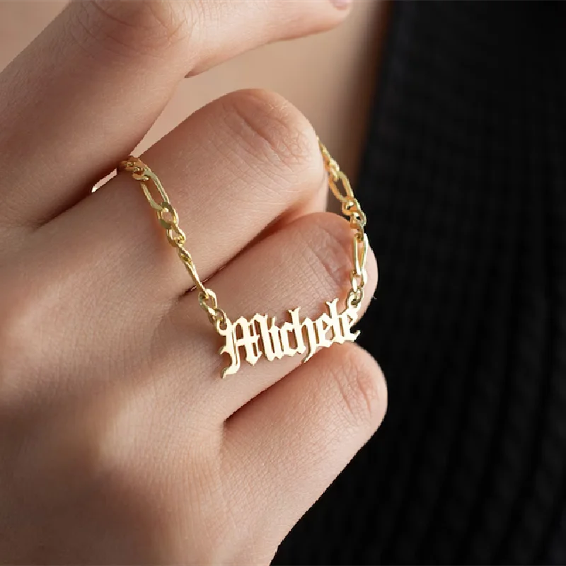 Ожерелье с именем старого Ангела на заказ, ожерелье из нержавеющей стали с кулоном-цепочкой Фигаро, ожерелье для ювелирных изделий, подарки