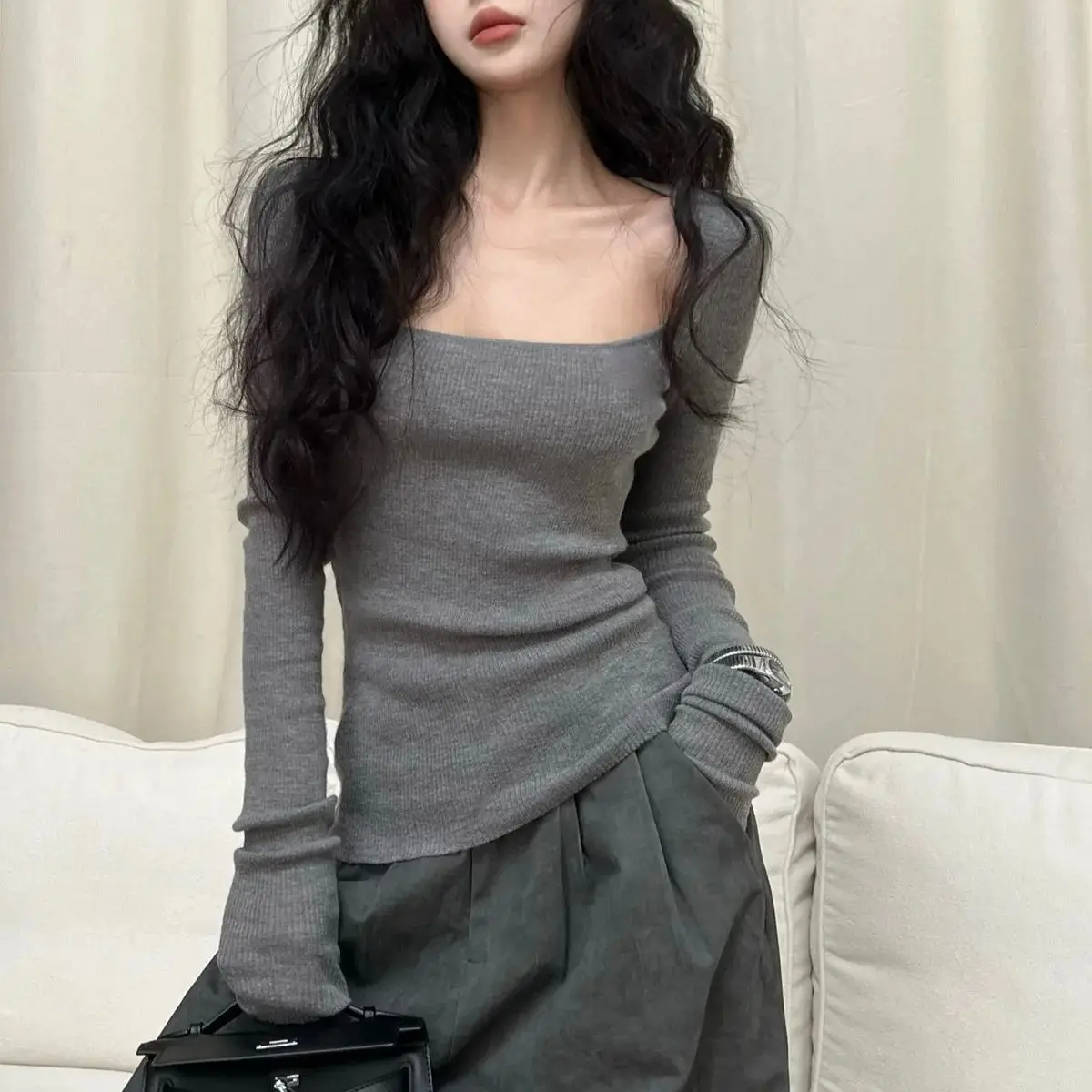 

Hsa корейская мода Y2K Футболка женская японская Kpop облегающая флисовая футболка женская сексуальная винтажная японская зимняя кроп-топ одежда