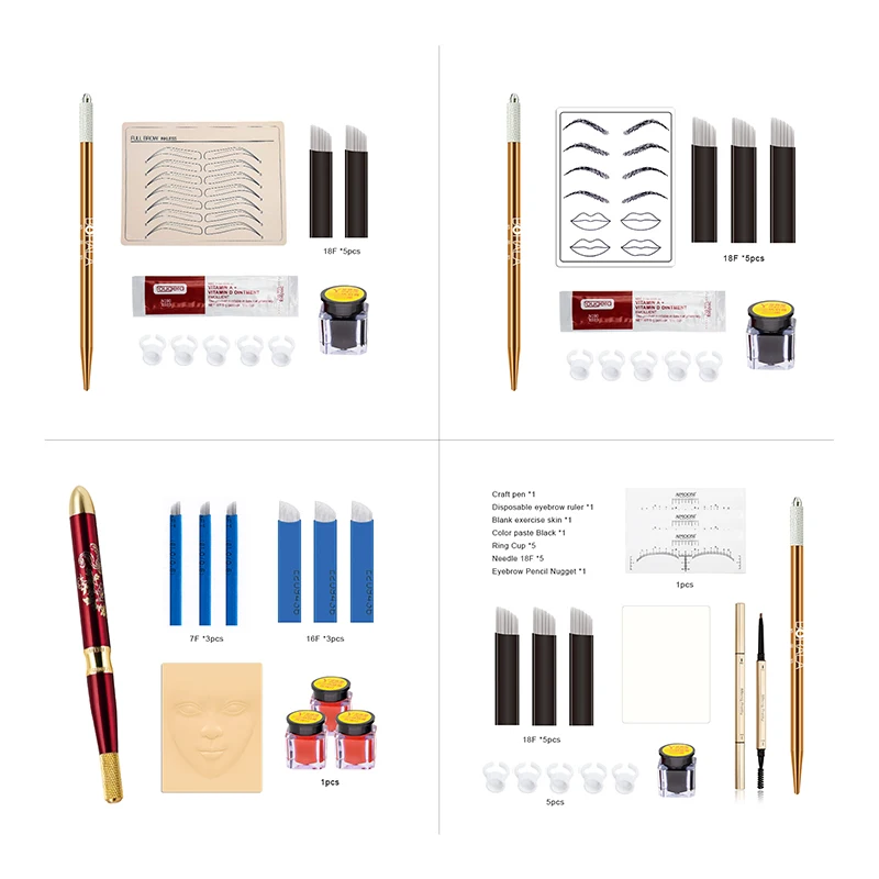 

Перманентный макияж, искусственный инструмент для татуировки, ручка для микроблейдинга, набор для тренировки бровей, губ, набор для тренировок начинающих