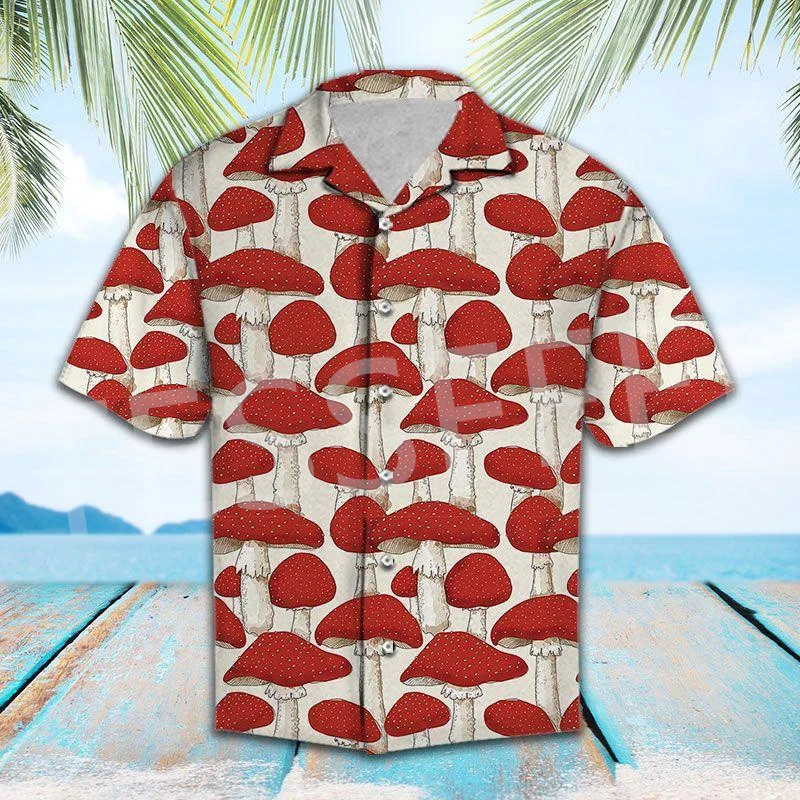 Mushroom Hipple Psychedelic Trippy Tattoo Colorful 3DPrint Summer Streetwear Retro Casual Funny Hawaiian Shirts Short Sleeves X2