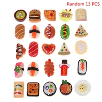 random 13pcs simulation food diy accessories hamburg sushi pizza refrigerator home decor magnets for refrigerators