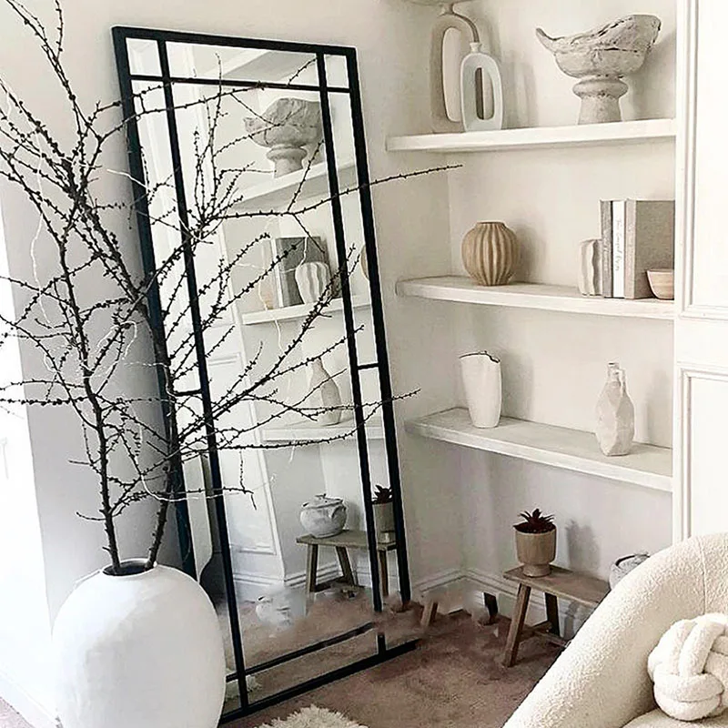 

Скандинавские прямоугольные квадратные качественные черные зеркала, прикольные длинные художественные зеркала для украшения дома