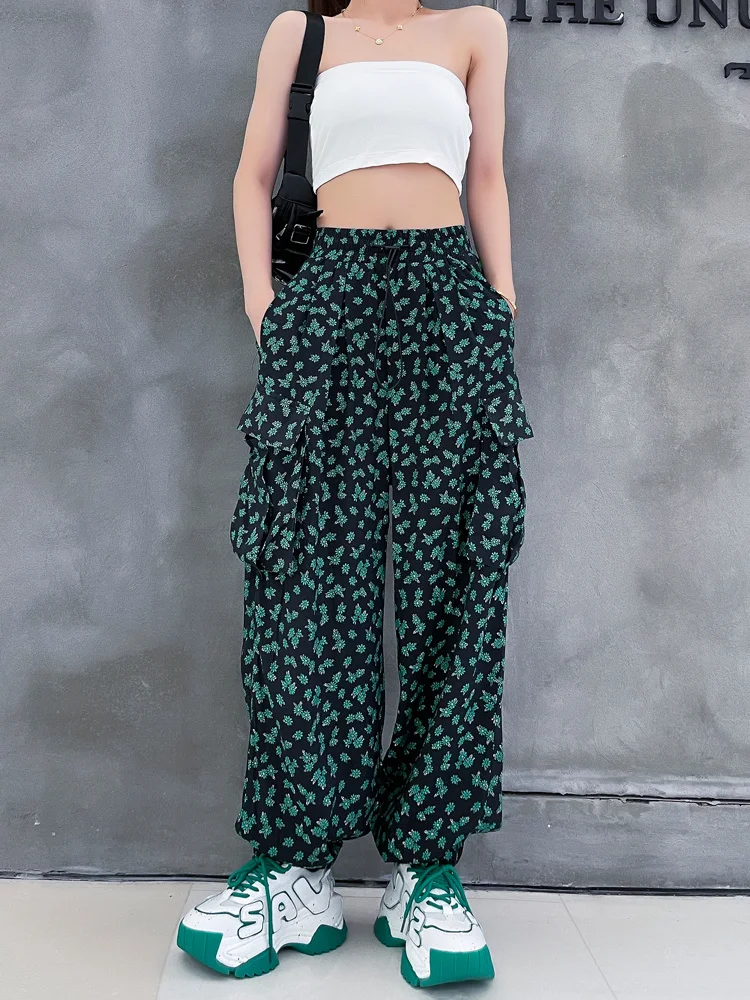 

High Elastic Waist Black Pattern Printed Long Wide Leg Trousers New Loose Pants Women Fashion Spring Autumn 2022 M719
