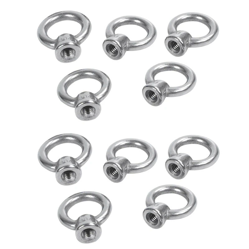 

10 Pcs M6/6Mm 304 Stainless Steel Lifting Eye Bolt Nut Silver