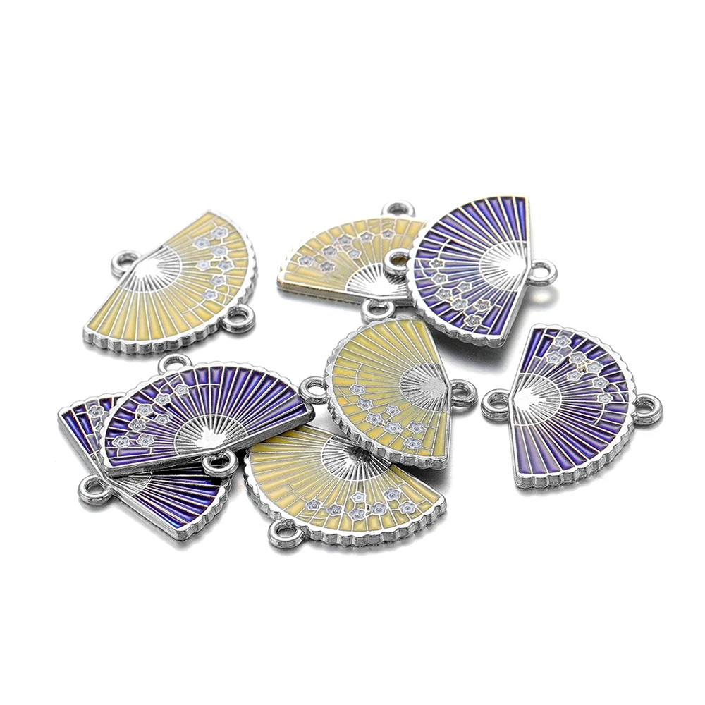 

10Pcs/Lot Alloy Chinese Fans Charm Pendant Connect For DIY Earrings Bracelet Pendants Jewelry Making Findings Accessories
