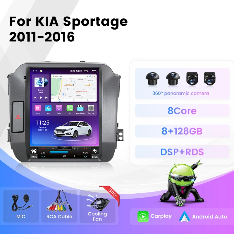 

Автомагнитола 2 Din, Android 12, мультимедийный видеоплеер для KIA Sportage 3 SL 2010-2016, 4G Carplay, авто, Wi-Fi, GPS, аудио, BT для Tesla