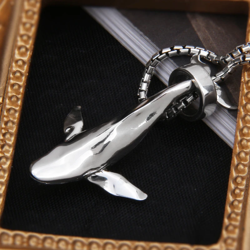 S925 Sterling Silver Whale Pendant Women Personali Fashion Creative Couple Sweater Chain