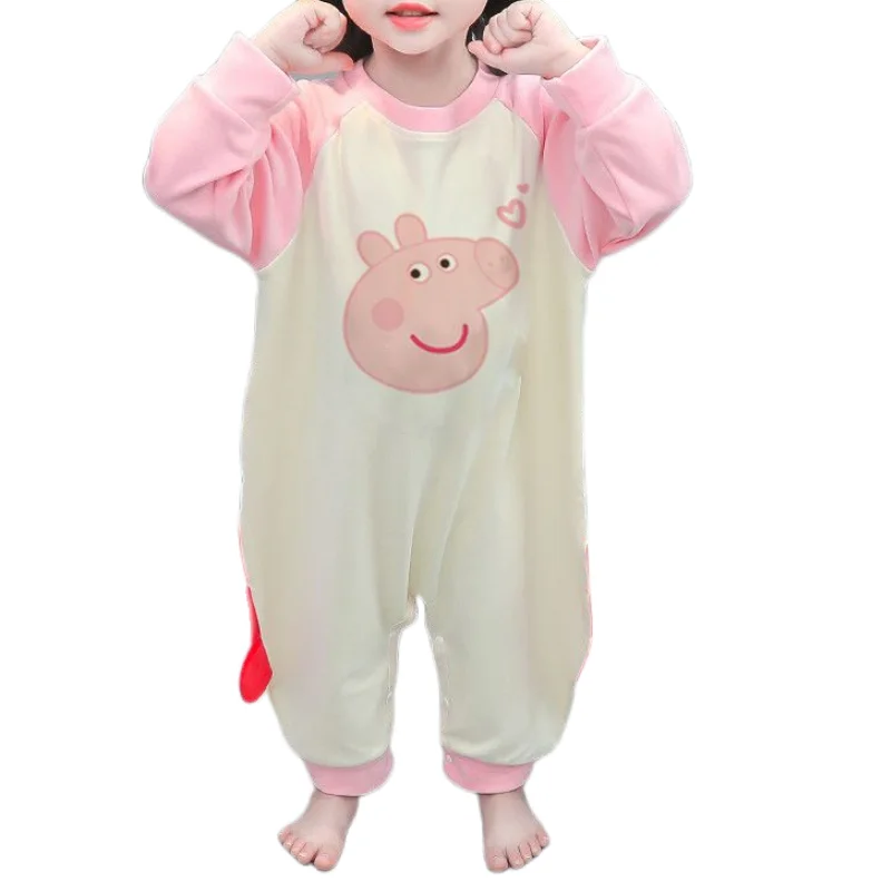 

Peppa Pig animation jumpsuit summer children's cartoon home clothes long-sleeved baby thin section air-conditioning clothes