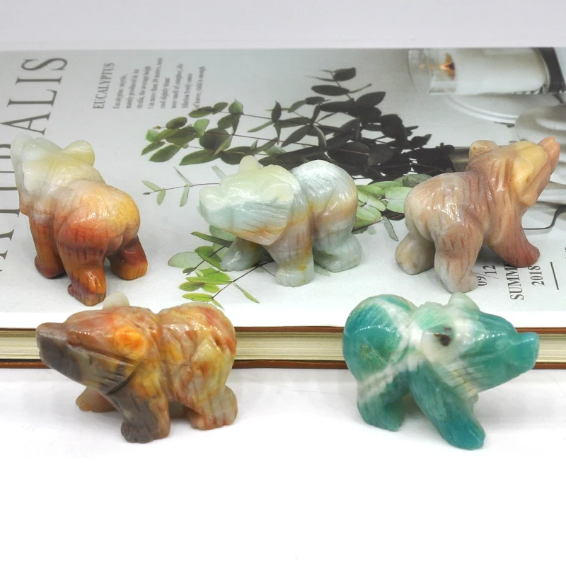 10 шт./компл. статуэтка с натуральными камнями в виде животного Исцеляющие