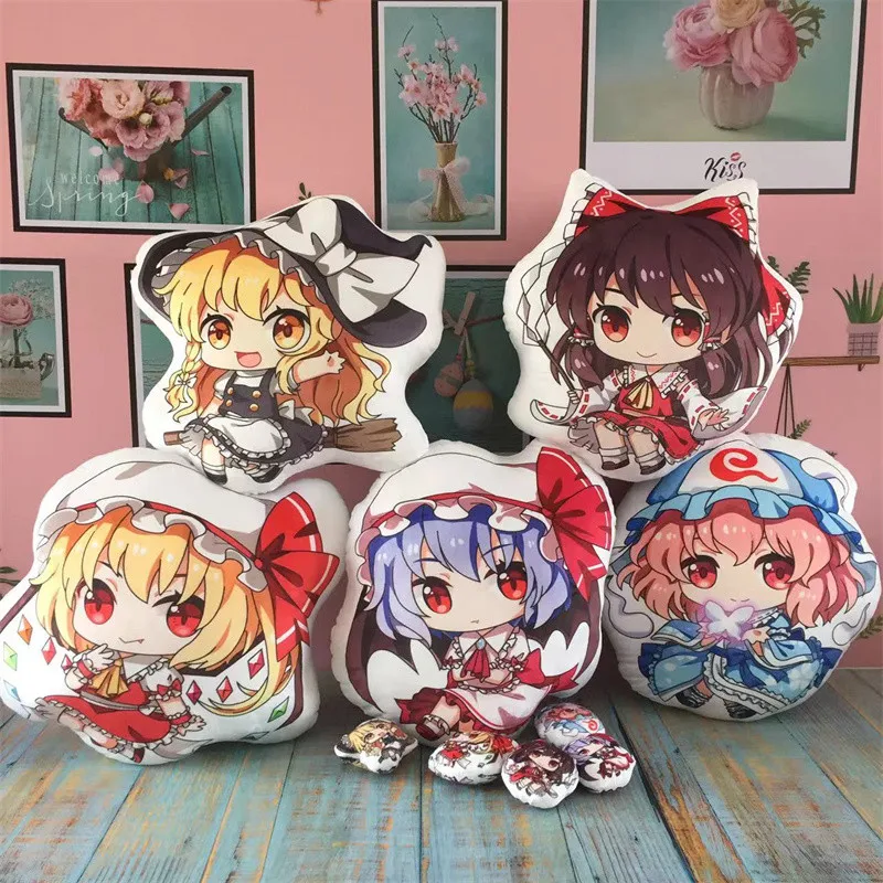 

Аниме проект Touhou, Kirisame Marisa Hakurei Reimu, милый Q Verison, плюшевая набивная кукла, подушка, подвеска, брелок, подушка, игрушки, подарок