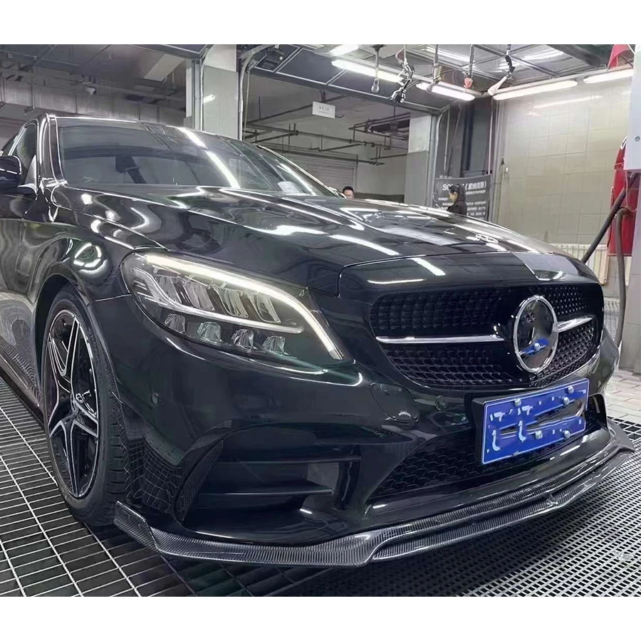 Передняя губа из углеродного волокна для Mercedes Benz C Class W205 C200 C260 передний бампер