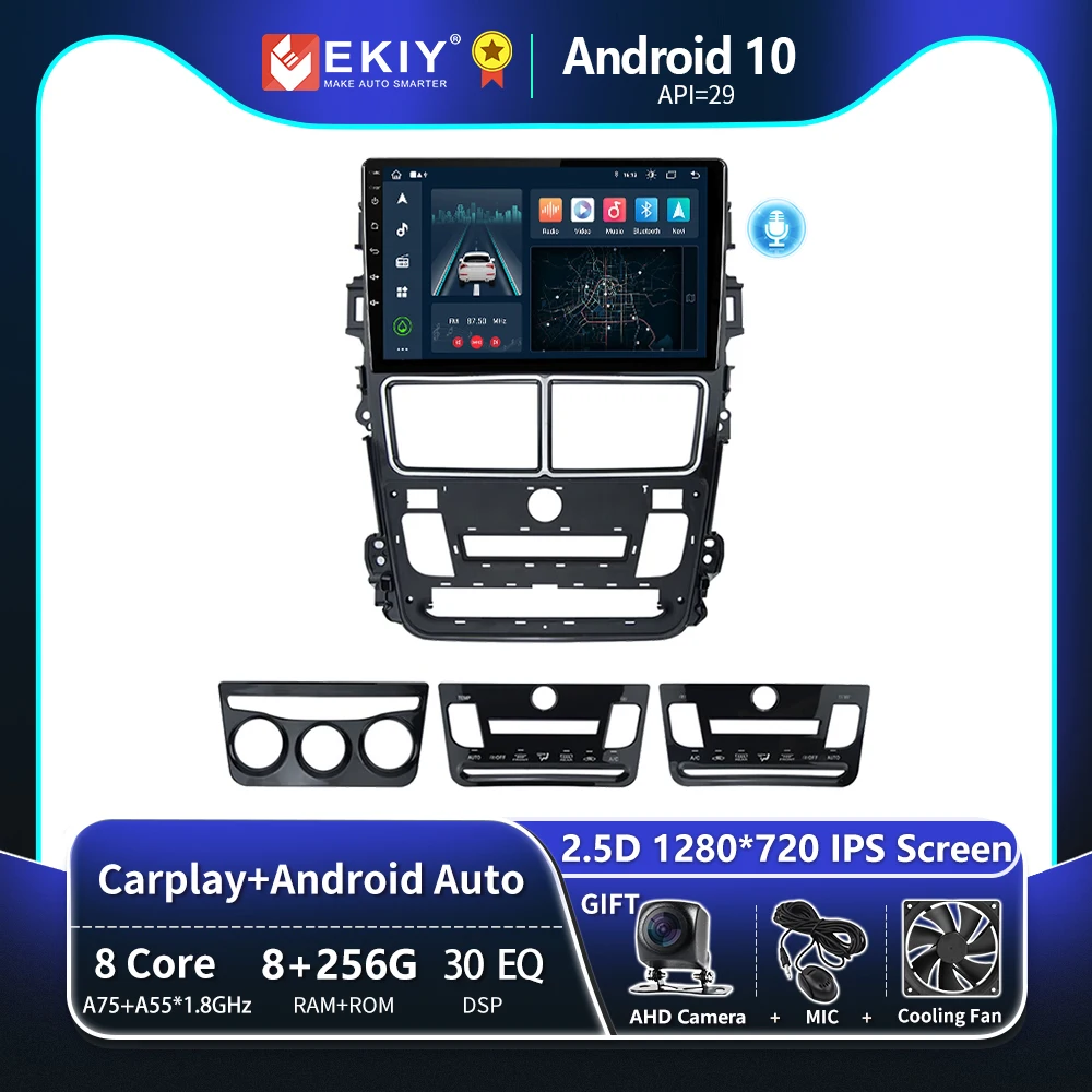 

EKIY T8 8G 256G Car Radio For Toyota Vios Yaris 2018 2019 2020 Multimedia Video Player Navigation GPS Android Auto BT 2 Din DVD