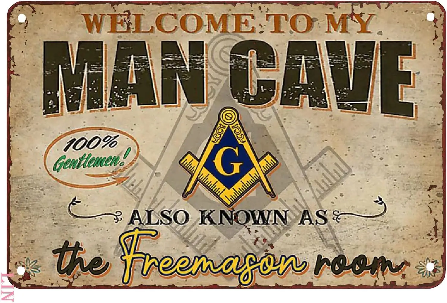 

Винтажная жестяная табличка "Добро пожаловать в мою пещеру"