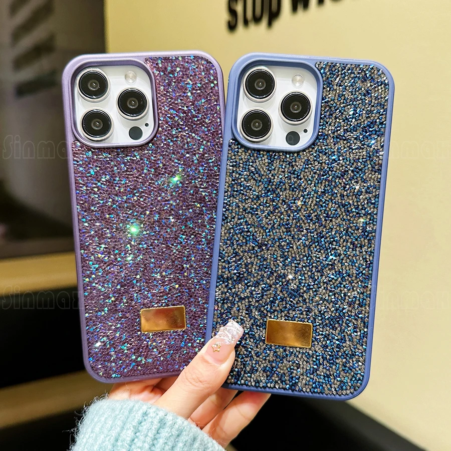 Фото Чехол для телефона с блестящими кристаллами для iPhone 16 15 14 Pro Max 13 12 11 Sparkle Cover Samsung S24 S23 Ultra Flip 6 5 4 3 Fold5 №2