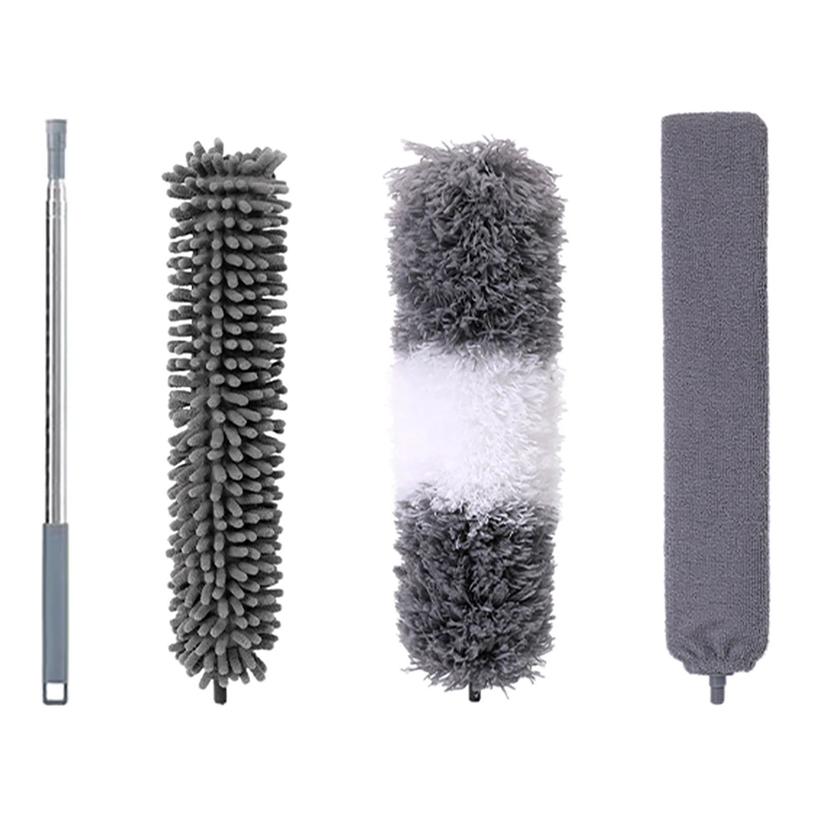

3 In 1 High Ceiling Microfiber Duster Kit Washable Telescopic Blinds Crevice Brush With Extension Pole Furniture Bendable Home