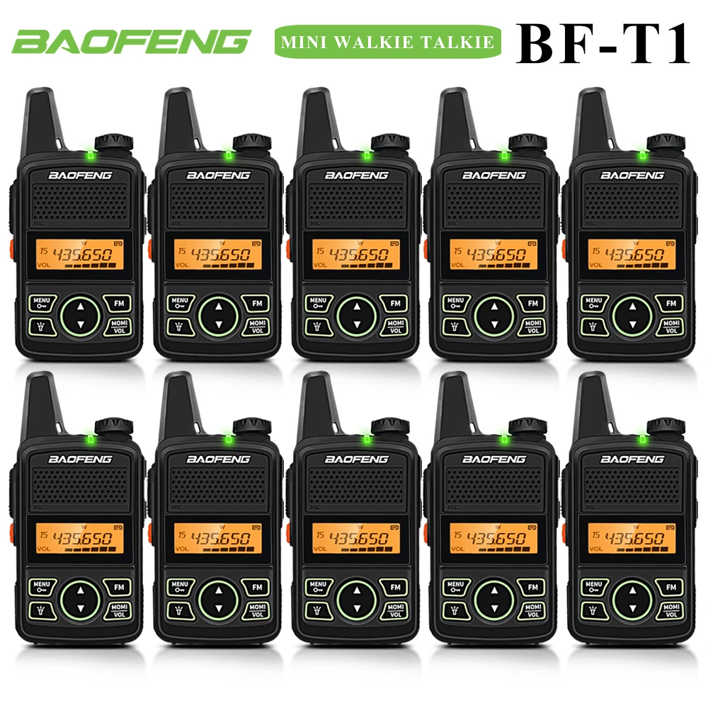 10PCS Baofeng BF-T1 Mini Portable Two Way Radio BFT1 UHF 400-470MHz 20CH Ham FM Transceiver Walkie Talkie with Earpiece Cable