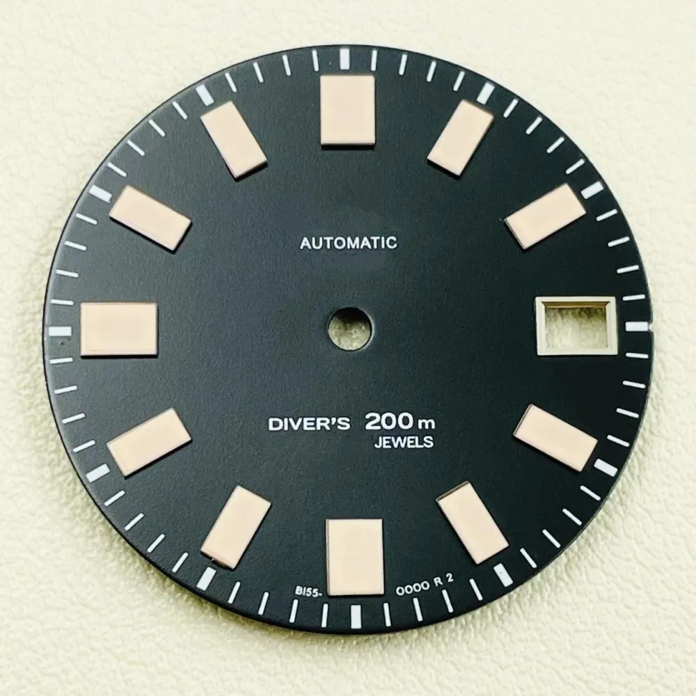 New matte dial suitable for movement nh35 modified white literal automatic mechanical surface strong green luminous 28.5mm