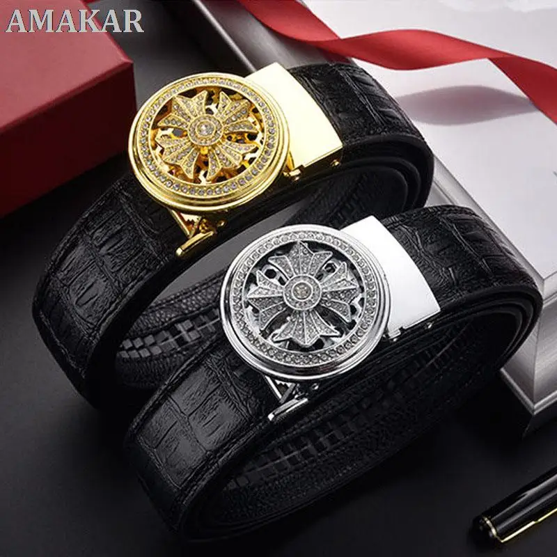 

Men 's Automatic Buckle Lucky Rotatable Belts Always Run Male Casual Luxury Design Diamond Business Office Belt Fashion New