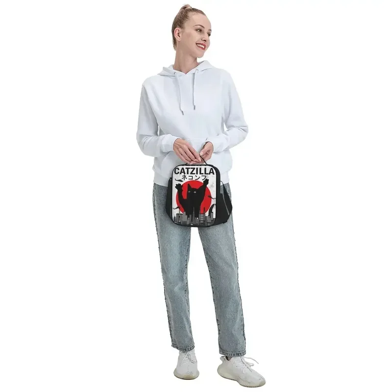 Изолированная сумка для обеда Catzilla японский стиль заката подарок любителей