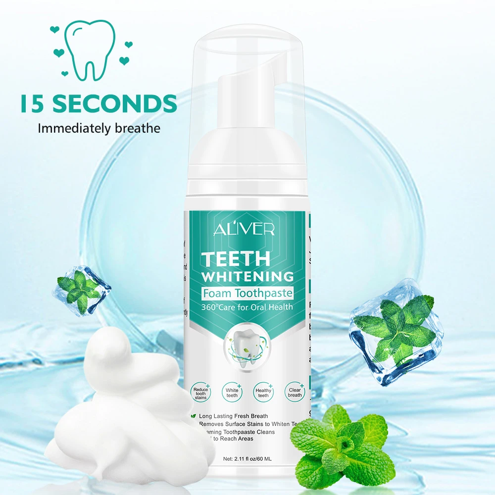 

60ml Teeth Cleaning Whitening Mousse Removes Stains Teeth Oral Hygiene Health Toothpaste Breathing Freshener Teeth Whitener