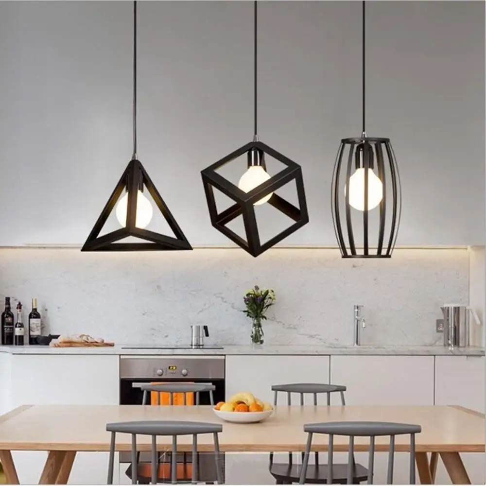 

iron Metal Cage Pendant Light Industrial Cube Pendant Lights Accessory Loft Ceiling industrial lamp hanglamp for Home, Bar, Cafe