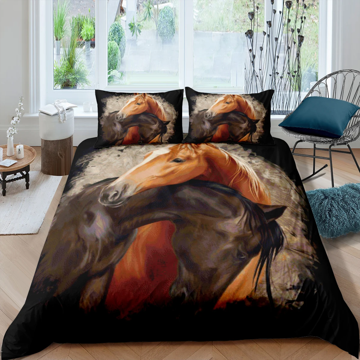 

Luxury animal Horse 3D Bedding set 210x210 Queen Size Duvet Cover set Quilt Cover Bed Set 2/3Pcs Bedroom Decor (No sheets)