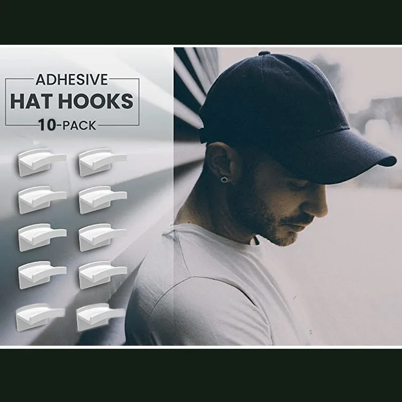 

Practical Wall Hanger Punch-free Hat Coat Storage Rack Adhesive Baseball Cap Holder Towel Organizer For Kitchen Home Bedroom