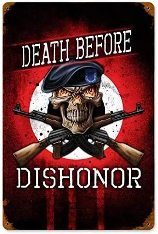 Ретро металлические знаки Death Before Dishonor в стиле милитари 8 x 12 дюймов жестяные