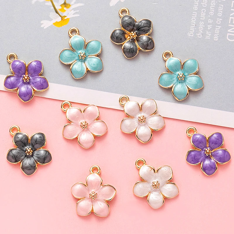 

10pcs Sakura Charms Pendants Metal Drop Oil Ornament DIY Handmade Earrings Necklace Bracelet Making Components Jewelry Findings