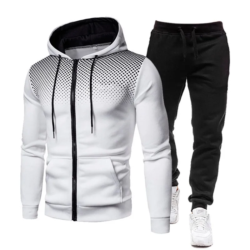 

Men's Hoodie Set Polka Point Fashion Solid Casual Sweater 2022 Autumn Winter Men's Hip Hop Sports Sweater 2022