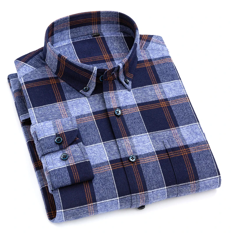 

Рубашка мужская из 100% хлопка Оксфорд, Классическая рубашка в клетку с длинными рукавами, дизайнерская мужская одежда с карманами на груди д...